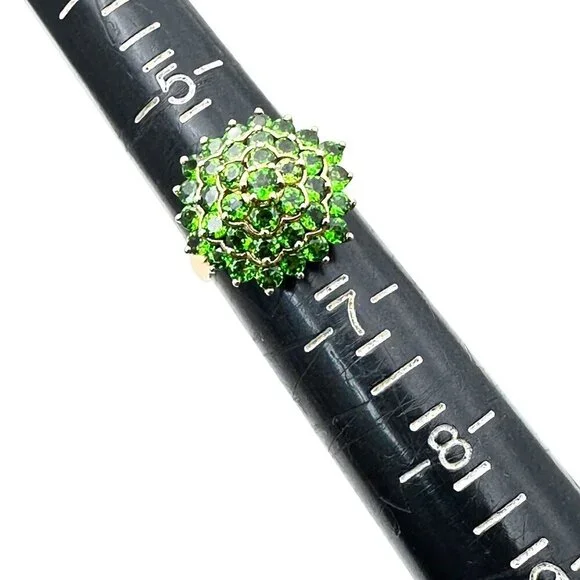 14K Yellow Gold Womens Ring Green Chrome Diopside Domed Cluster 4 Grams Size 6 - Picture 7 of 8